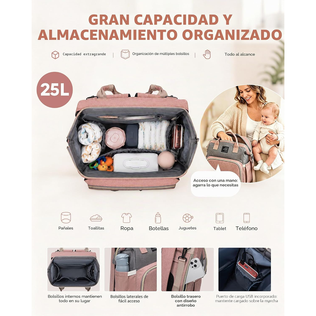 Mochila con Cuna Plegable
